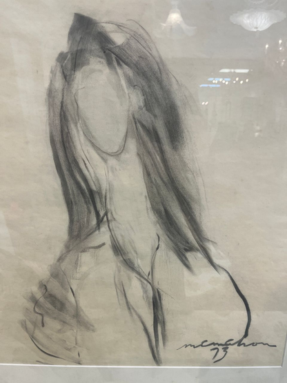 Original Charcoal Drawing Portrait of Lady