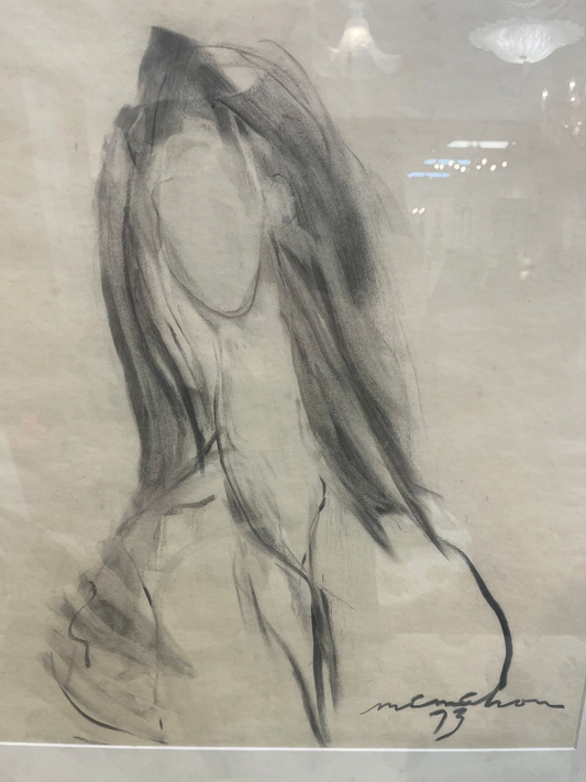 Original Charcoal Drawing Portrait of Lady
