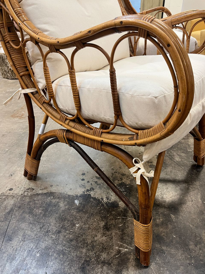 Pair Mid Century Rattan Lounge Chairs