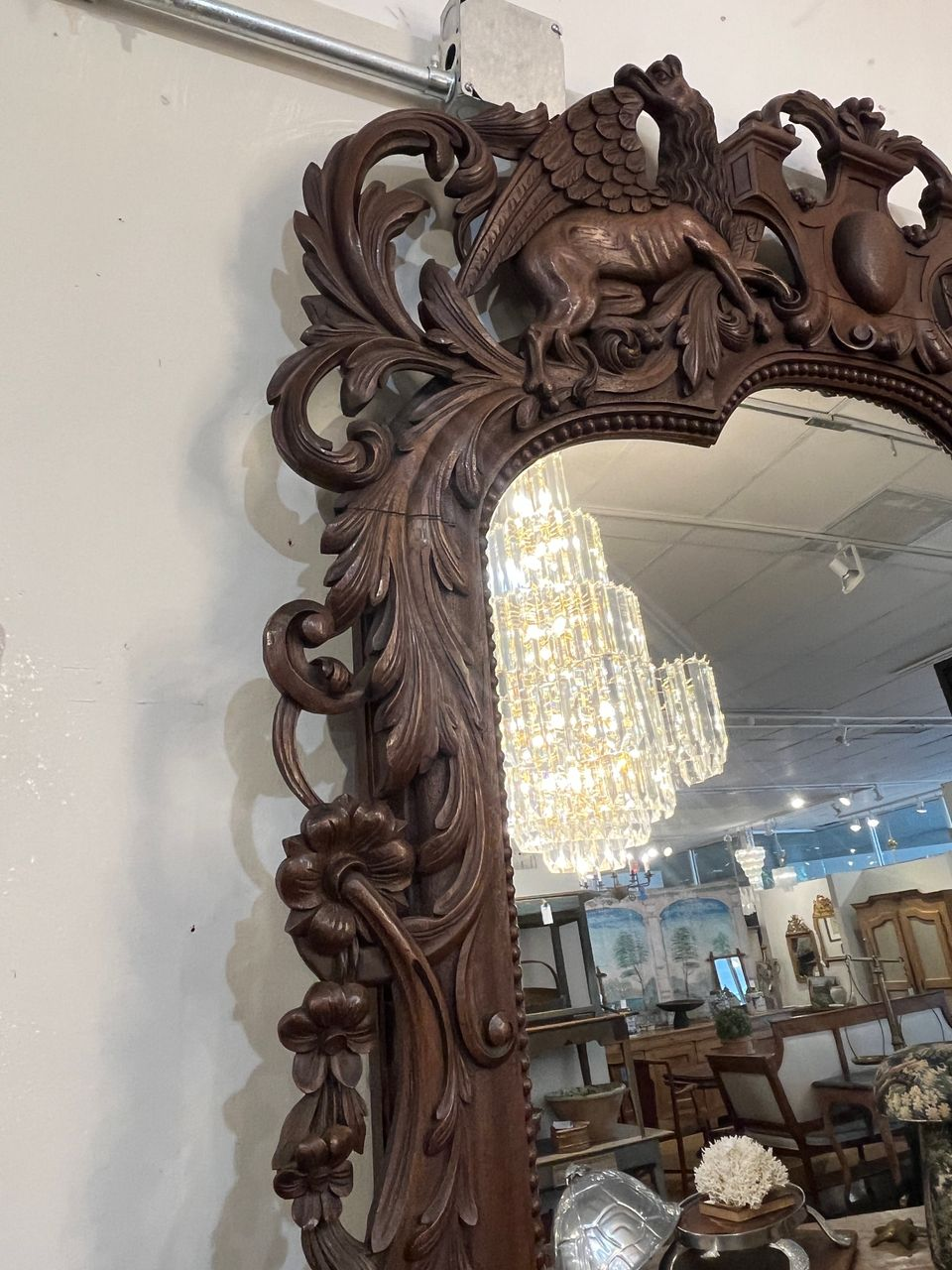 Large Carved Oak French Renaissance Revival Mirror