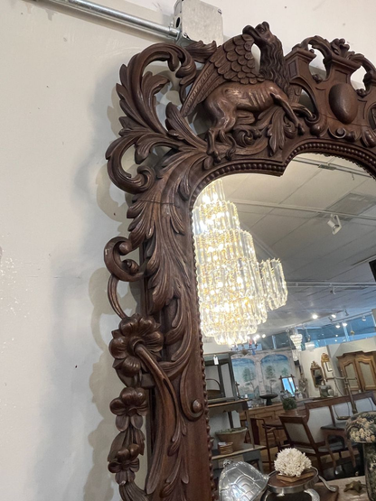 Large Carved Oak French Renaissance Revival Mirror