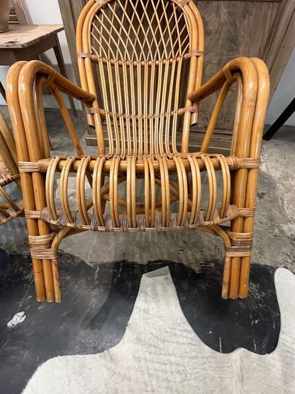 Pair of 70's Spanish Bamboo Lounge Chairs