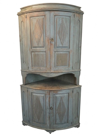 18th Century Swedish Painted Corner Cabinet