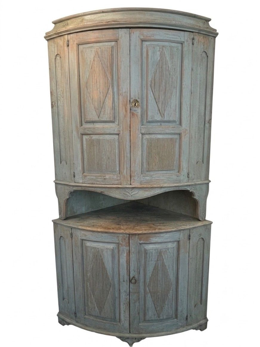 18th Century Swedish Painted Corner Cabinet