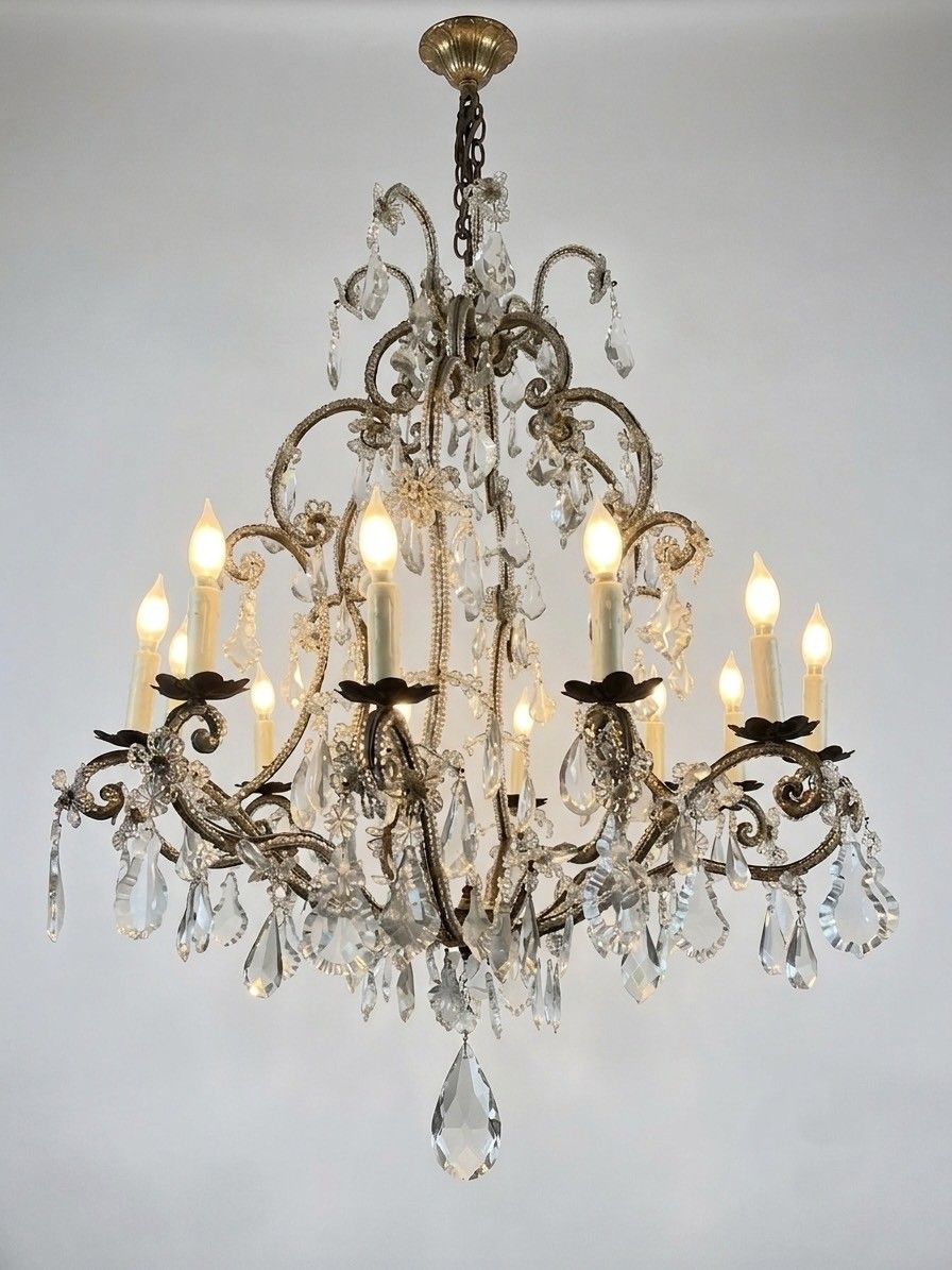 Antique Italian 12 Light Chandelier