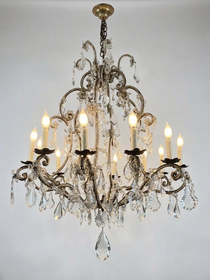 Antique Italian 12 Light Chandelier