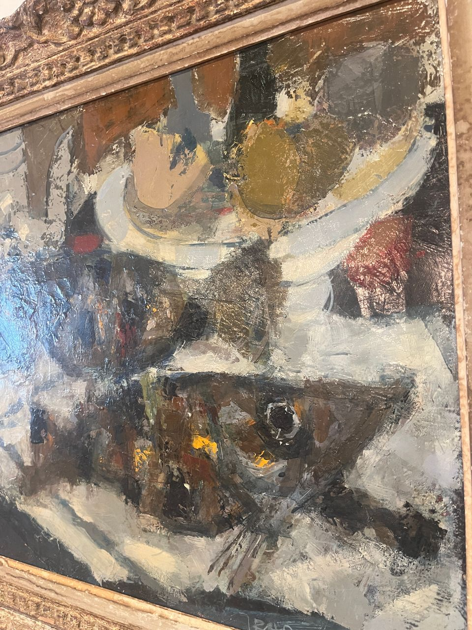 Oil on Canvas Still Life in Montparnasse Frame 1950's Paris