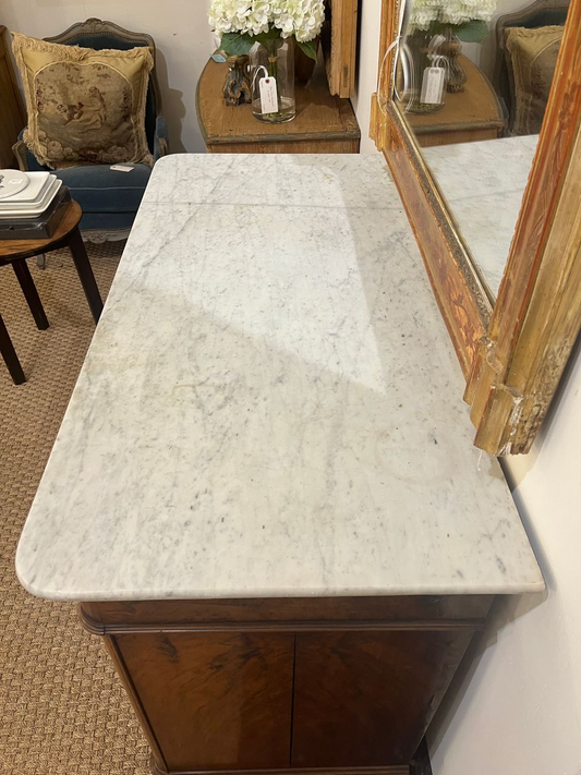 19th Century Louis Philippe Burlwood Commode with Marble Top