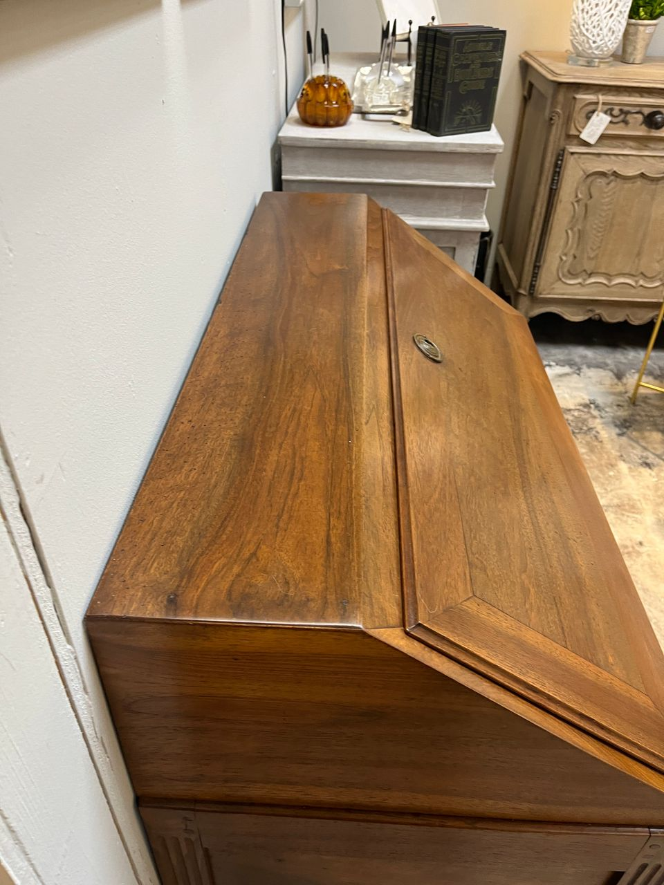 Vintage French Walnut Secretary Desk