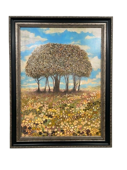 Oil on Canvas Cluster of Trees against a Blue Sky