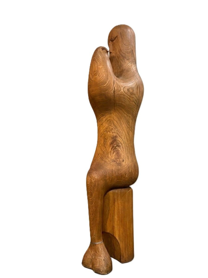 Large Carved Walnut Modern Sculpture