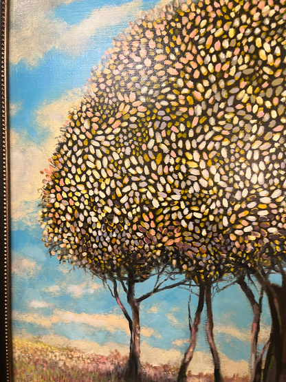 Oil on Canvas Cluster of Trees against a Blue Sky