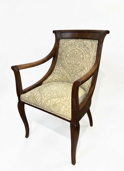 French Empire Armchair in Fortuny Fabric