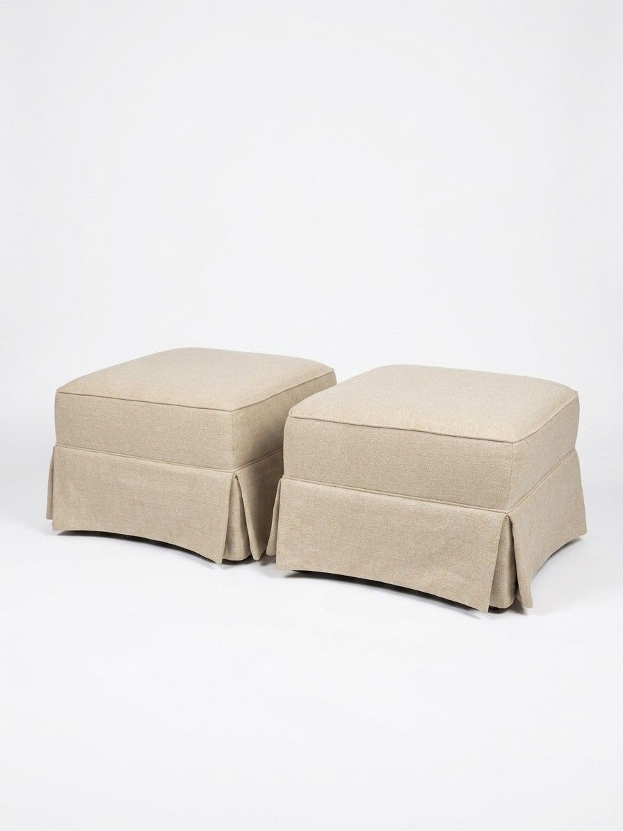 Pair of Neutral Upholstered Ottomans