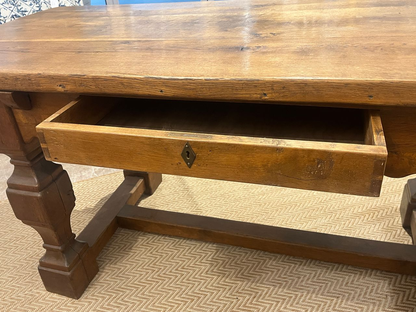 19th Century Oak Baroque Style Library Table