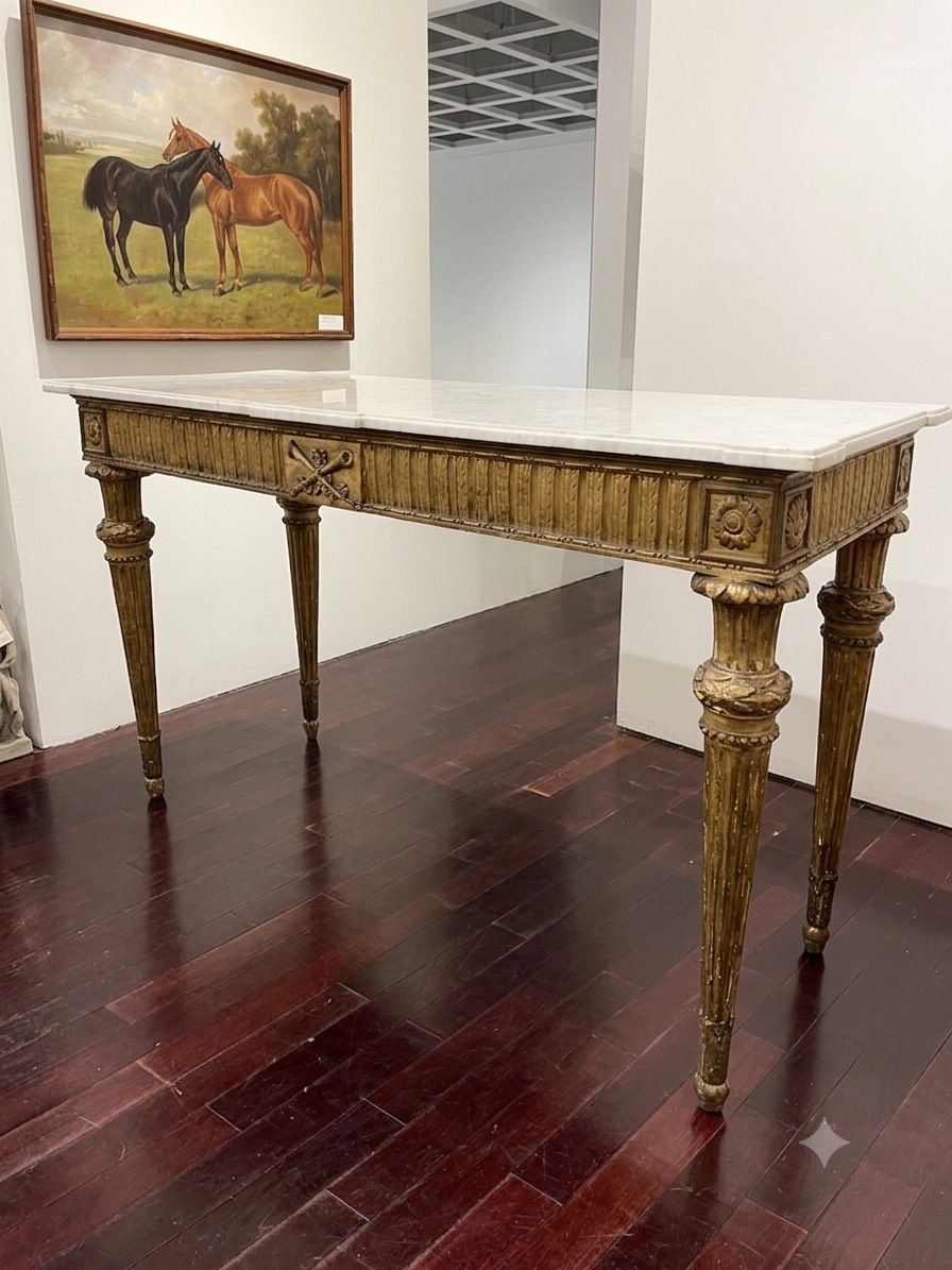 18th Century Louis XV Marble Top Giltwood Console Table