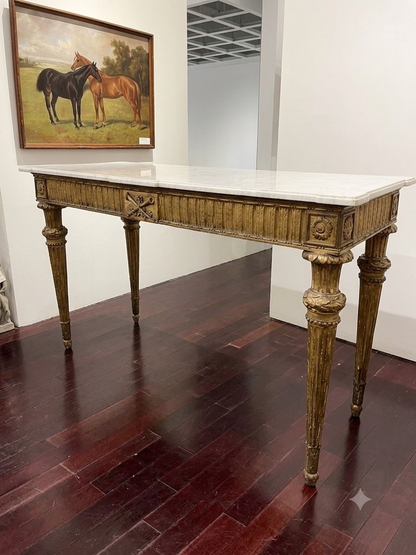 18th Century Louis XV Marble Top Giltwood Console Table