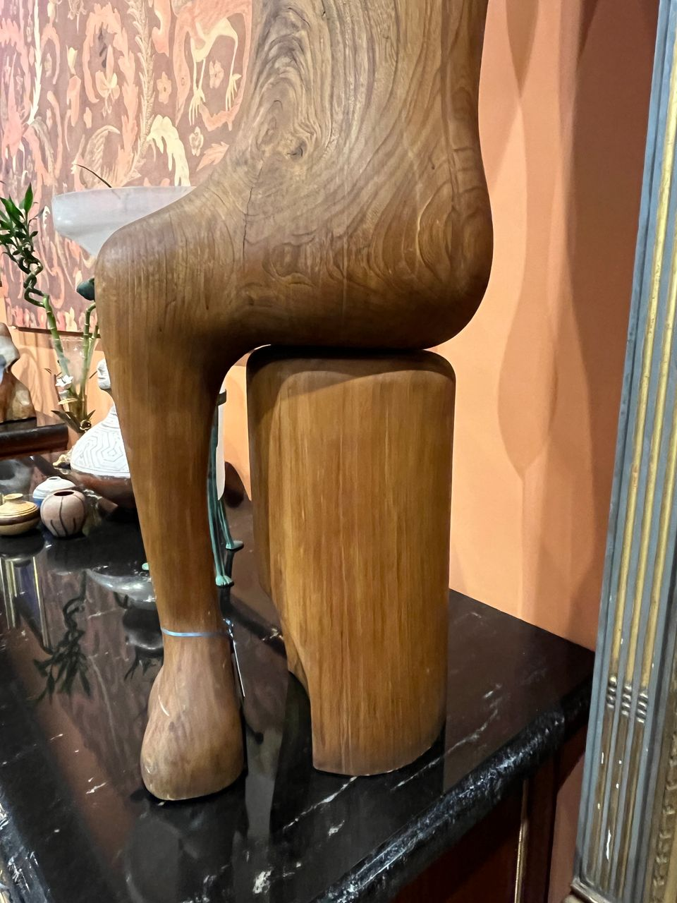 Large Carved Walnut Modern Sculpture