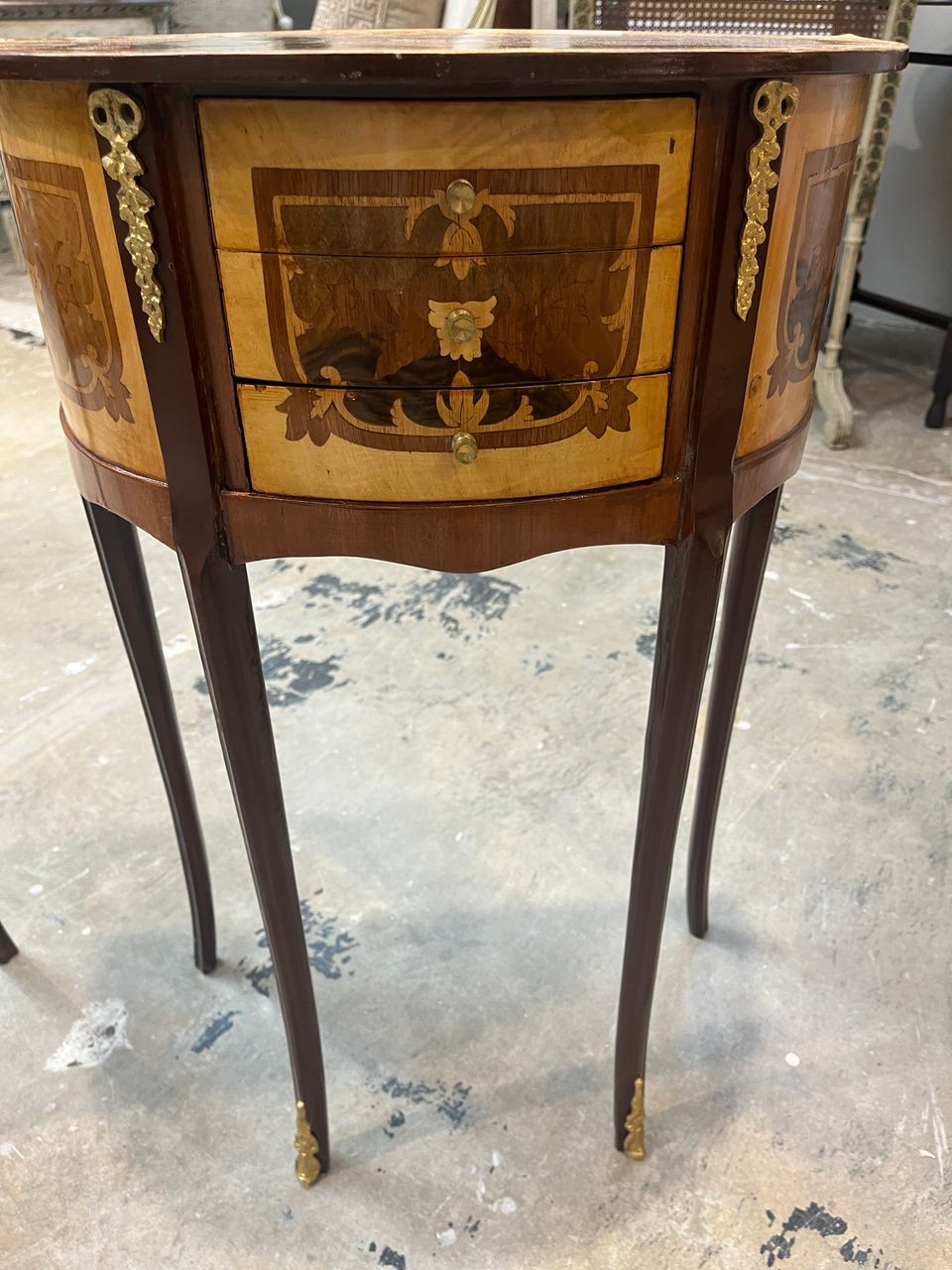 Pair Louis XVI Demilune Bedside Tables Nightstands