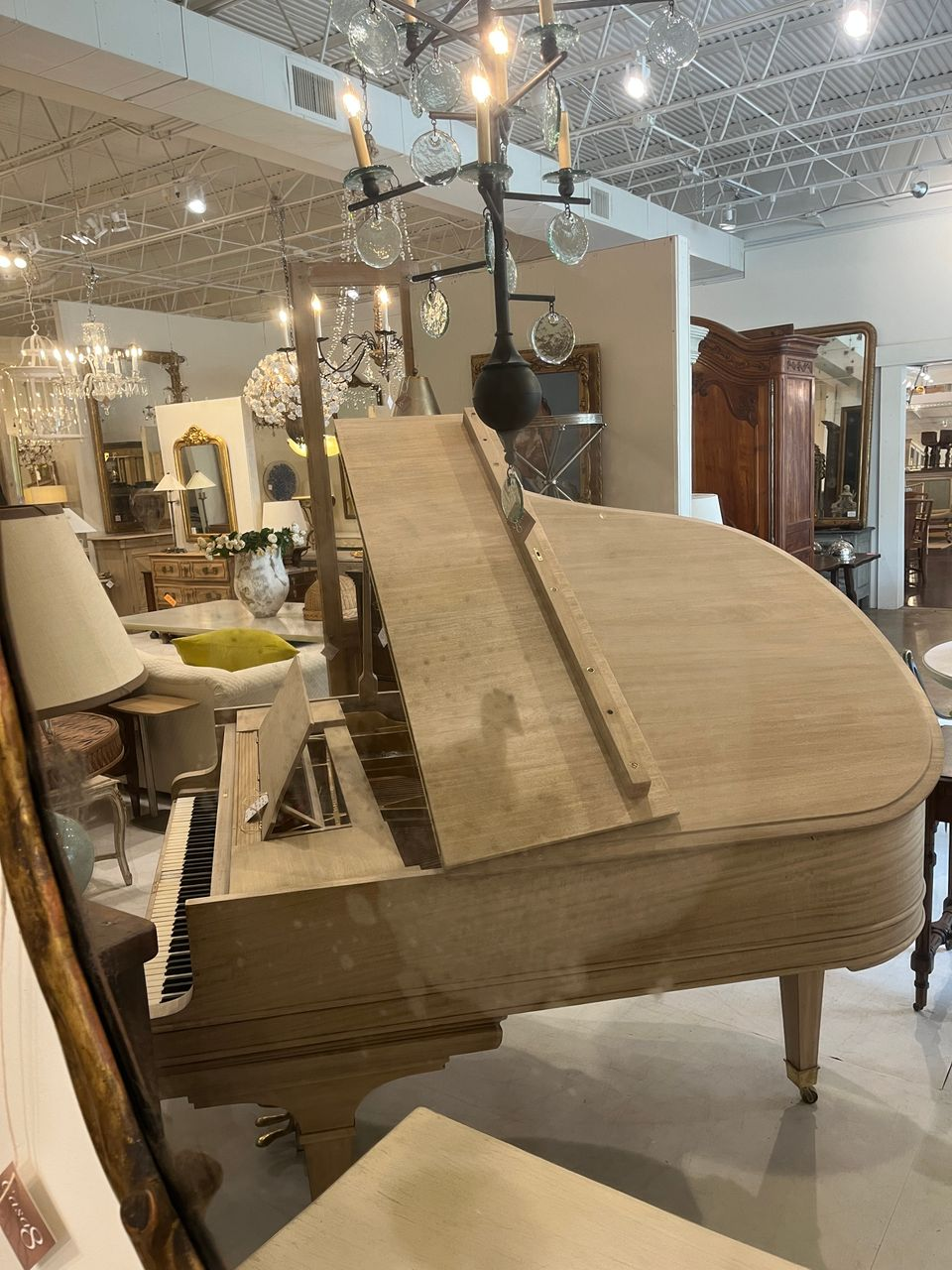 Large Oval Giltwood Faux Bois Mirror