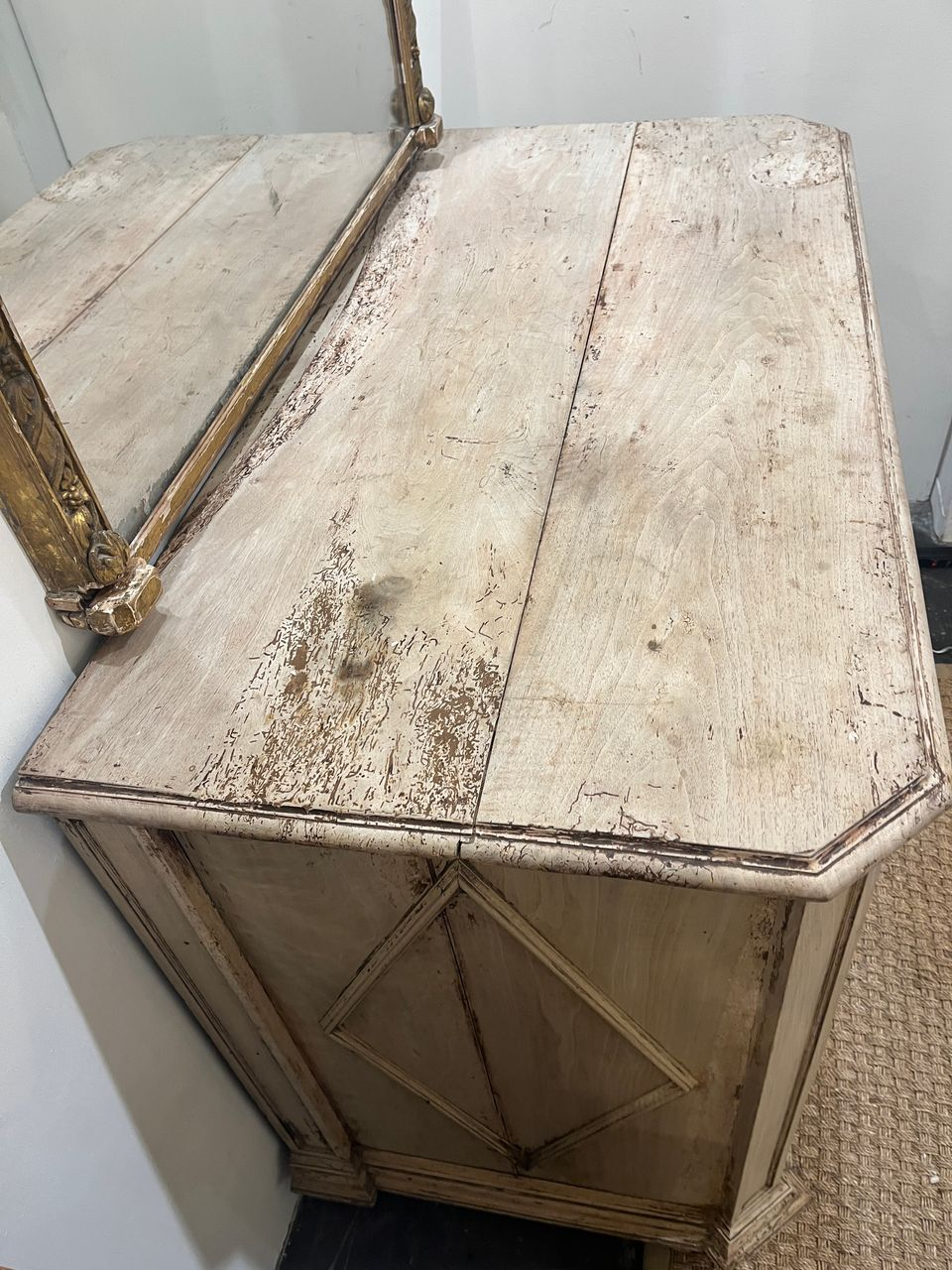 Antique Bleached Pine 4 Drawer Chest