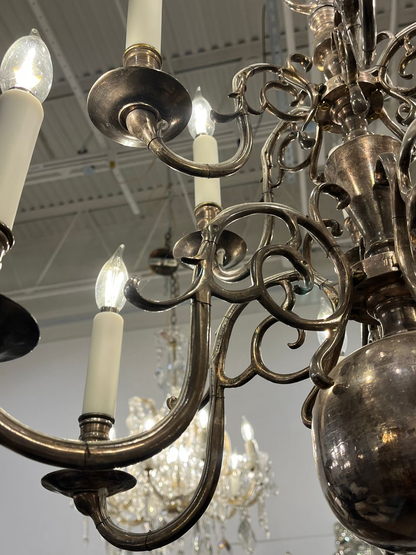 Antique Baroque Style Silver Plate Chandelier
