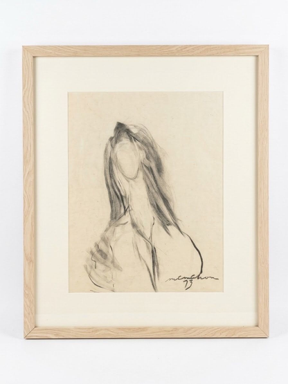 Original Charcoal Drawing Portrait of Lady