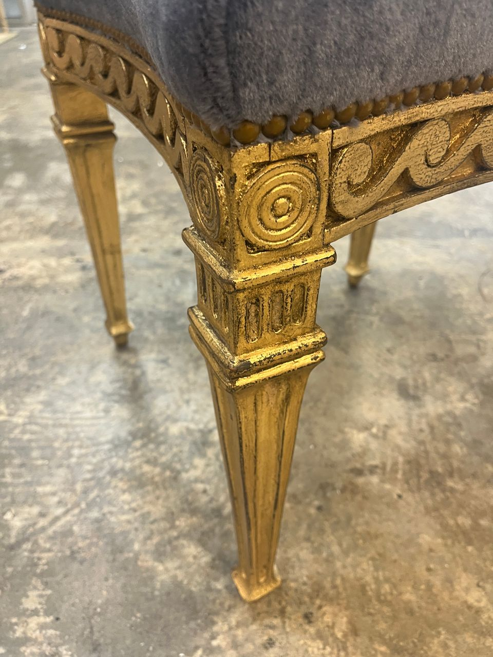 Italian Gilt Stool in Mohair