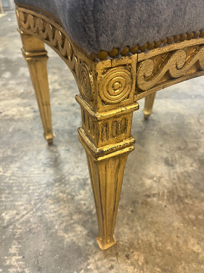 Italian Gilt Stool in Mohair
