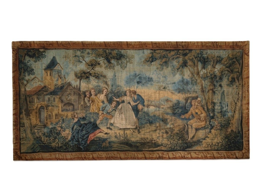18th Century Large Horizontal Pastoral Framed Tapestry