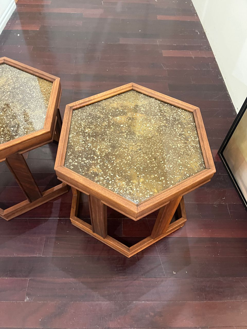 Pair Hexagonal "Domino" Tables by John Keal for Brown Saltman