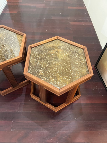 Pair Hexagonal "Domino" Tables by John Keal for Brown Saltman
