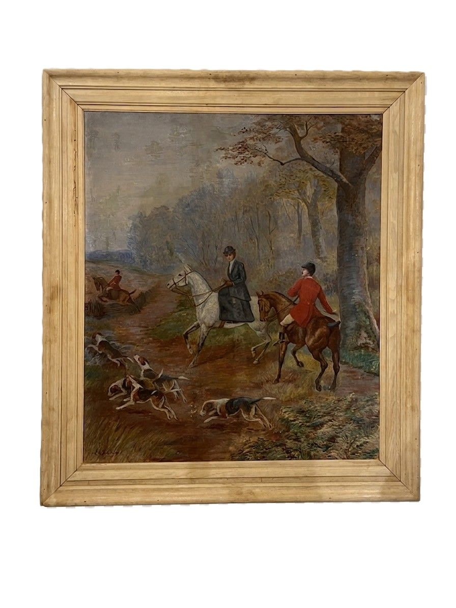 Late 19th Century Oil on Panel Hunt Scene