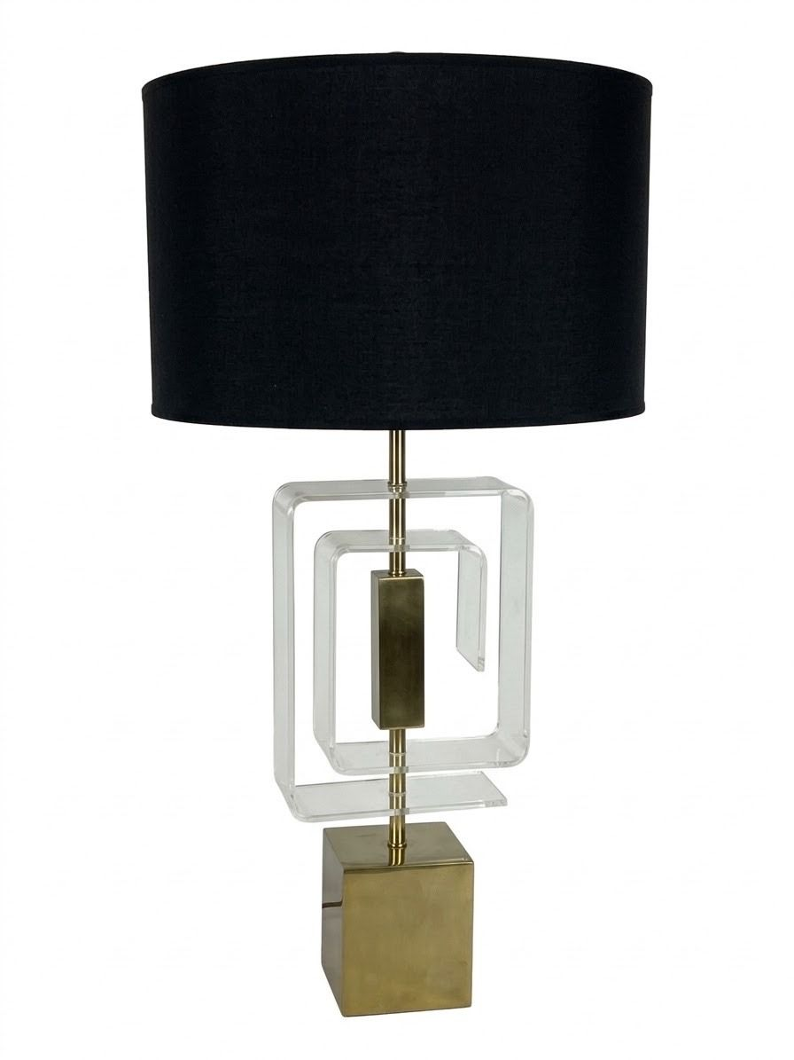 Mid Century Brass & Lucite Laurel Table Lamp
