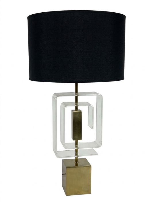 Mid Century Brass & Lucite Laurel Table Lamp