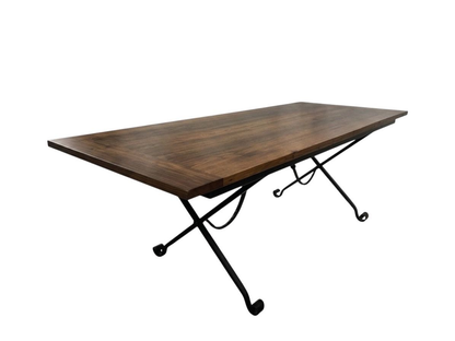 Custom Made Dining Table with Hand Forged Iron Base