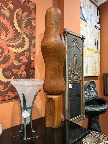 Large Carved Walnut Modern Sculpture