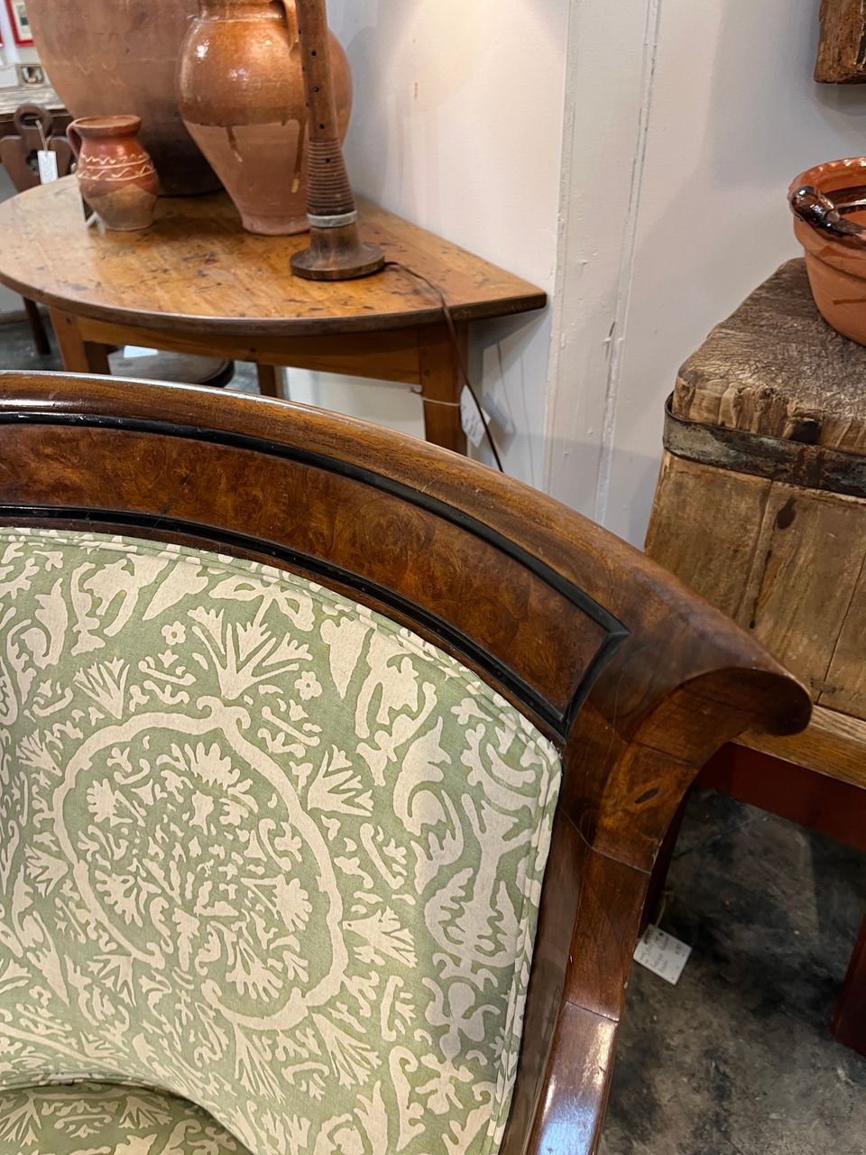 French Empire Armchair in Fortuny Fabric