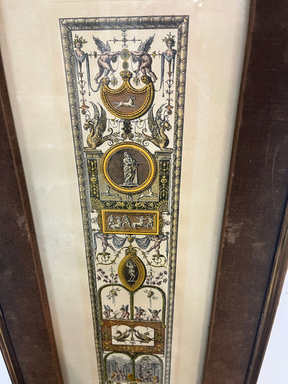 Pair Italian Hand Colored Neoclassical Architectural Engravings