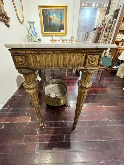 18th Century Louis XV Marble Top Giltwood Console Table
