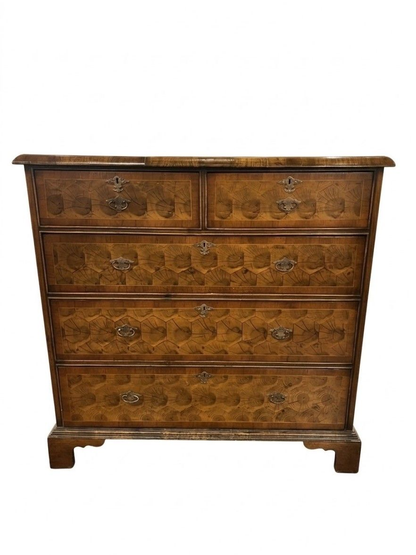 18th Century English Walnut Oyster Veneer Chest