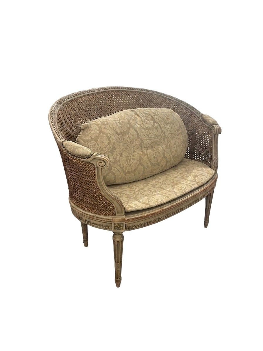 19th Century Louis XVI Petite Cane Settee
