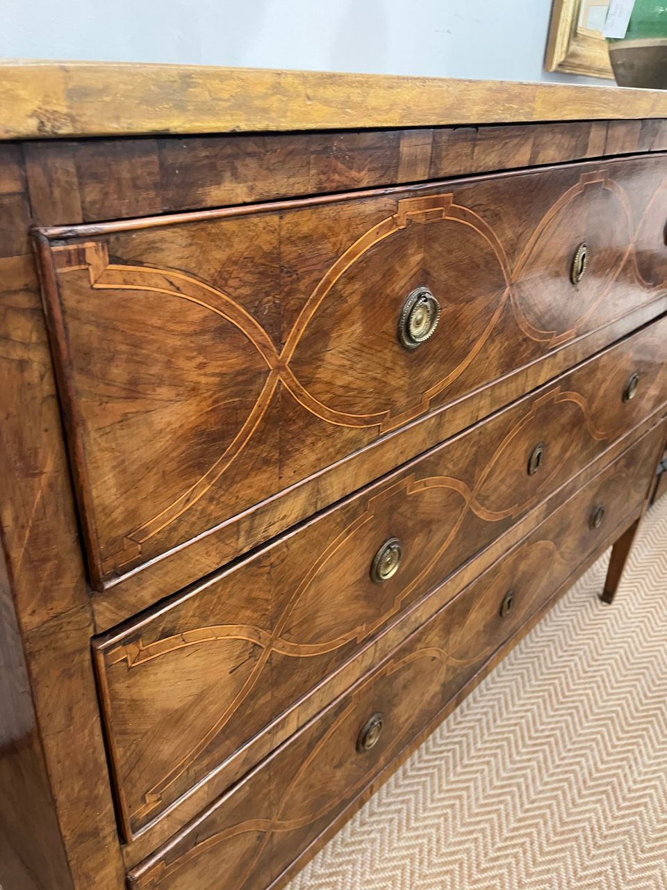 18th Century Italian Commode with Walnut Inlay