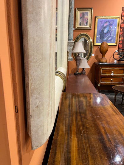 1980’s Large Whitewashed Oak and Brass Henredon Mirror