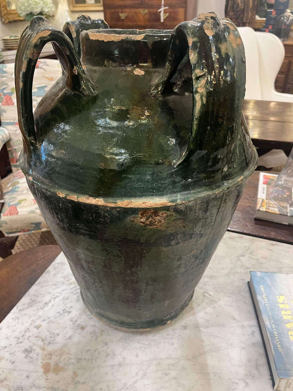 19th Century Large Green Terracotta Urn