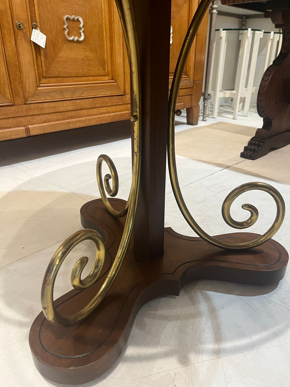 Neoclassical Walnut Top Center Table