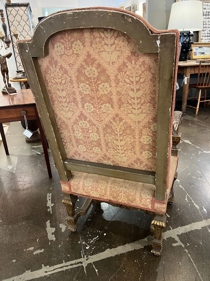 Pair 18th Century French Gilt Carved Walnut Stately Armchairs