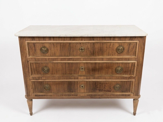 Louis XVI Bleached French Commode W Marble Top