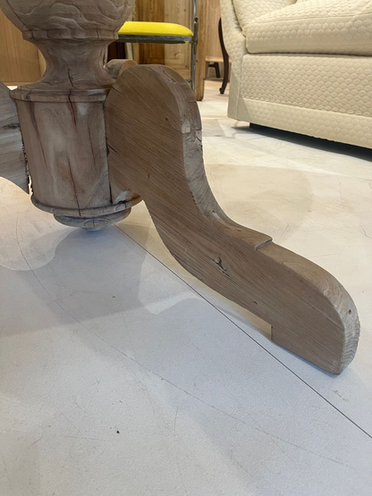 Antique Round Bleached Reclaimed Wood Dining Table