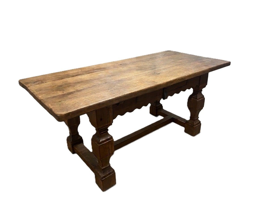 19th Century Oak Baroque Style Library Table